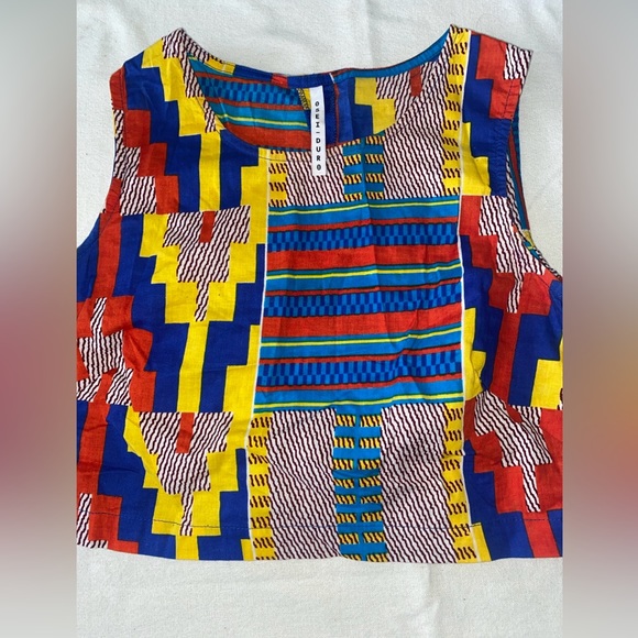 Osei Duro Geo Print Skirt Top Set Size S Anthropologie Designer Art To Wear - Picture 8 of 12